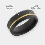 Load image into Gallery viewer, Black Diamond - Men’s Ring 8mm - Offset Inlay Gold - ARES - Elysium Black Diamond