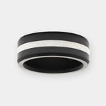 Load image into Gallery viewer, Black Diamond - Men’s Ring 8mm - Silver Inlay - ARES - Elysium Black Diamond