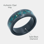 Load image into Gallery viewer, Black Diamond - Men’s Ring 8mm - Blue Dragon Opal Triangle Pattern Inlay - ARES - Elysium Black Diamond
