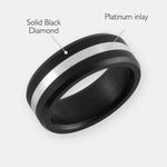 Load image into Gallery viewer, Black Diamond - Men’s Ring 8mm - Platinum Inlay - ARES - Elysium Black Diamond