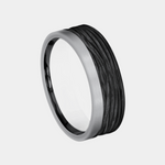 Load image into Gallery viewer, Men's Wedding Band | The Hickory | Tantalum Grey with Black Titanium | Elysium