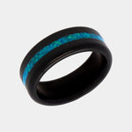 Load image into Gallery viewer, Black Diamond - Men’s Ring 8mm - Blue Opal Inlay - KRATOS - Elysium Black Diamond