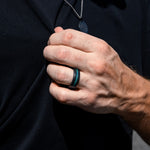Load image into Gallery viewer, Black Diamond - Men’s Ring 8mm - Blue Opal Inlay - KRATOS - Elysium Black Diamond