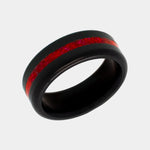 Load image into Gallery viewer, Black Diamond - Men’s Ring 8mm - Red Opal Inlay - KRATOS - Elysium Black Diamond