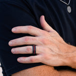 Load image into Gallery viewer, Black Diamond - Men’s Ring 8mm - Red Opal Inlay - KRATOS - Elysium Black Diamond