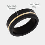 Load image into Gallery viewer, Black Diamond - Men’s Ring 8mm - Offset Inlay Yellow Gold - KRATOS - Elysium Black Diamond