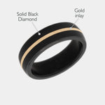 Load image into Gallery viewer, Black Diamond - Men’s Ring 7mm - 24k Yellow Gold Inlay - NYX - Elysium Black Diamond