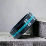 Load image into Gallery viewer, Black Diamond - Men’s Ring 8mm - Authentic Turquoise Stone Inlay - ARES - Elysium Black Diamond