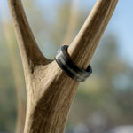 Load image into Gallery viewer, Black Diamond - Men’s Ring 8mm - Authentic Antler Inlay - ARES - Elysium Black Diamond