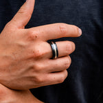 Load image into Gallery viewer, Black Diamond - Men’s Ring 8mm - Silver Inlay - KRATOS - Elysium Black Diamond