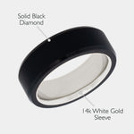 Load image into Gallery viewer, Black Diamond - Men’s Ring 8mm - 14k White Gold Sleeve - ARES - Elysium Black Diamond