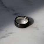 Load image into Gallery viewer, Black Diamond - Men’s Ring 8mm - 14k White Gold Sleeve - ARES - Elysium Black Diamond