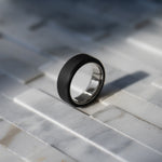 Load image into Gallery viewer, Black Diamond - Men’s Ring 8mm - 14k White Gold Sleeve - ARES - Elysium Black Diamond