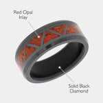 Load image into Gallery viewer, Black Diamond - Men’s Ring 8mm - Red Opal Triangle Pattern Inlay - ARES - Elysium Black Diamond