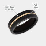 Load image into Gallery viewer, Black Diamond - Men’s Ring 7mm - 24k Yellow Gold Inlay - KRATOS - Elysium Black Diamond