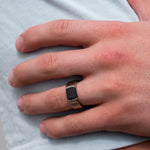 Load image into Gallery viewer, Black Diamond - Men’s Ring 8mm - Titanium Band Tension Set Elysium Black Diamond - AJAX - Elysium Black Diamond