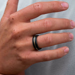 Load image into Gallery viewer, Black Diamond - Men’s Ring 7mm - 24k Yellow Gold Inlay - NYX - Elysium Black Diamond