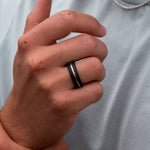 Load image into Gallery viewer, Black Diamond - Men’s Ring 7mm - 24k Yellow Gold Inlay - NYX - Elysium Black Diamond