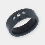 Load image into Gallery viewer, Black Diamond - Men’s Ring 8mm - Triple Stone Inset - ARES - Elysium Black Diamond