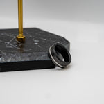 Load image into Gallery viewer, Black Diamond - Men’s Ring 8mm - Offset Inlay Silver - ARES - Elysium Black Diamond