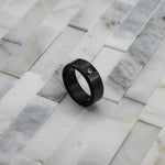 Load image into Gallery viewer, Black Diamond - Men’s Ring 8mm - White Diamond Inset - ARES - Elysium Black Diamond