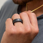 Load image into Gallery viewer, Black Diamond - Men’s Ring 8mm - Custom Laser Engraving - ARES - Elysium Black Diamond