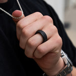 Load image into Gallery viewer, Black Diamond - Men’s Ring 8mm - Custom Laser Engraving - ARES - Elysium Black Diamond