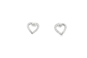 White Gold Heart-Shaped CZ Stud Earrings
