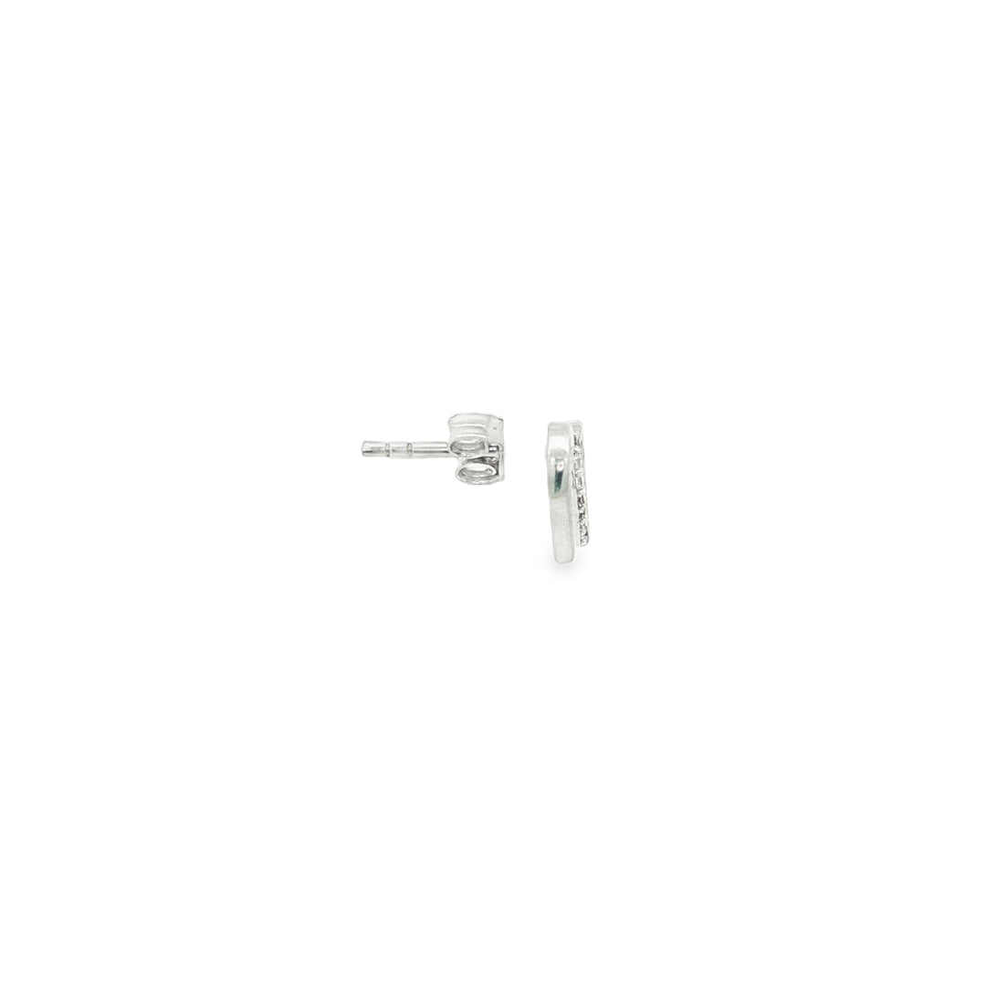 White Gold Heart-Shaped CZ Stud Earrings