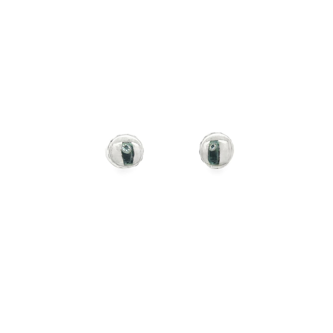 White Gold Stud Earrings with Round Brilliant Cut CZ