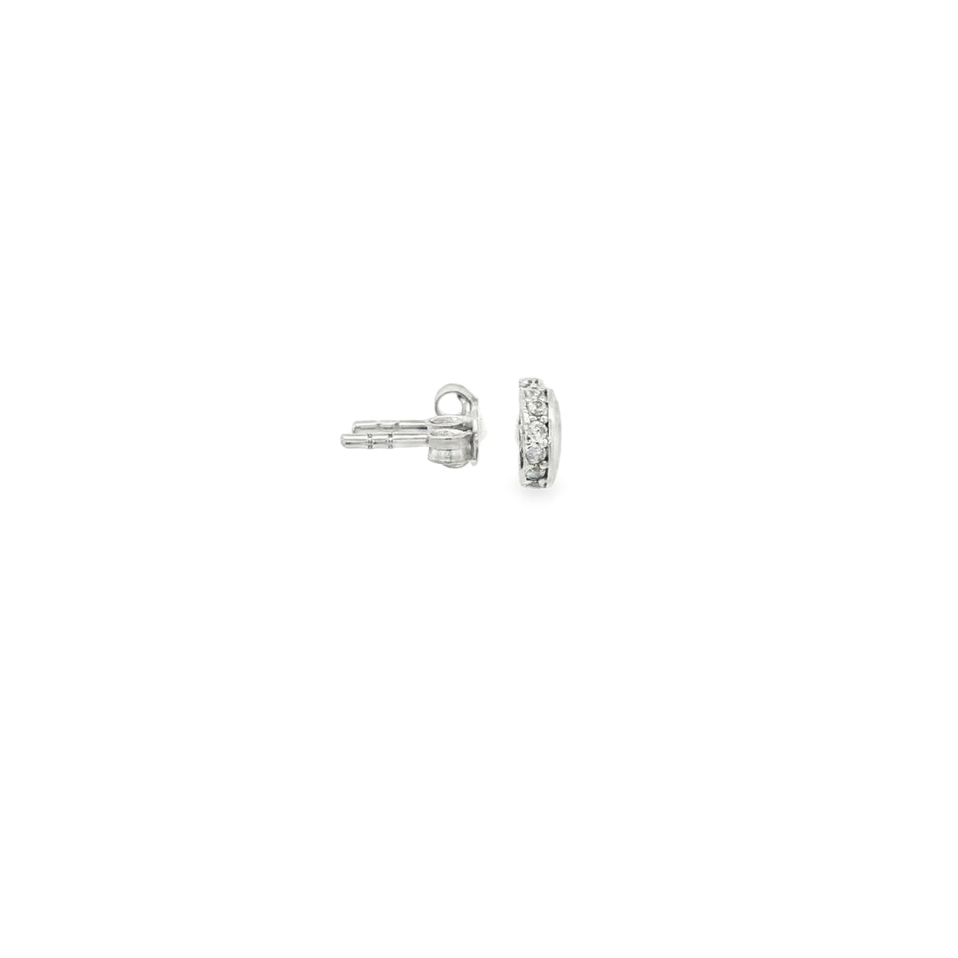 White Gold Stud Earrings with Round Brilliant Cut CZ