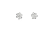 White Gold Floral CZ Stud Earrings