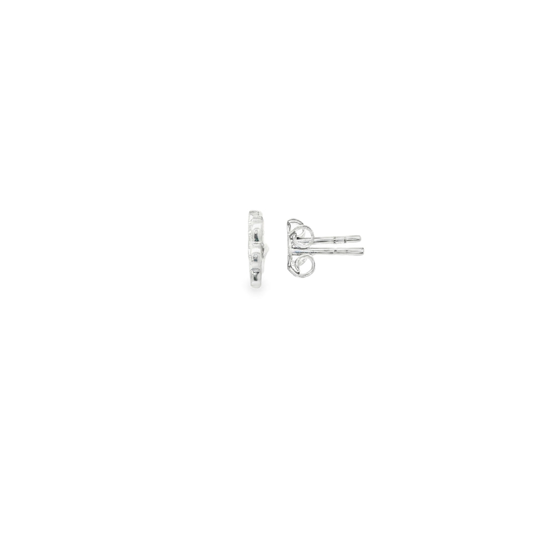 White Gold Floral CZ Stud Earrings