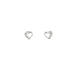 Load image into Gallery viewer, 14ct White Gold Heart Stud Earrings with Round Brilliant CZ
