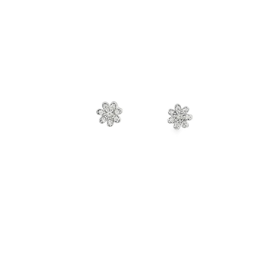 White Gold CZ Stud Earrings