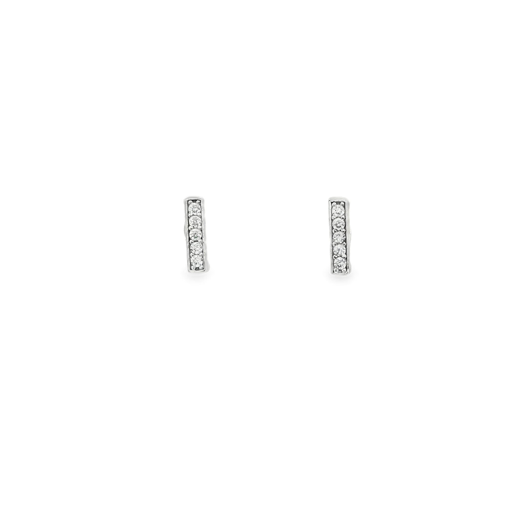 14ct White Gold Stud Earrings with Round Brilliant Cut CZ
