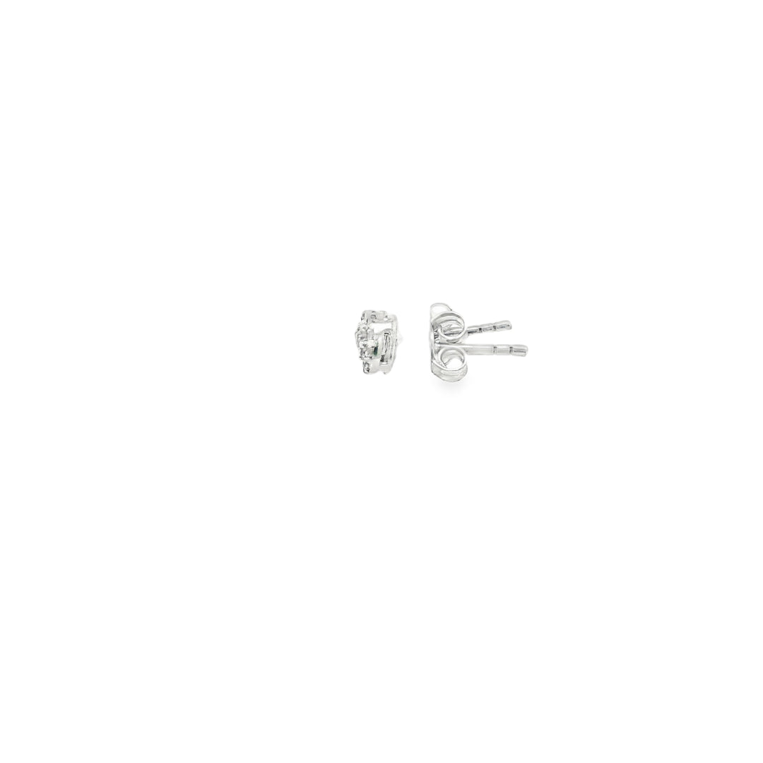 14ct White Gold Stud Earrings with CZ Cluster