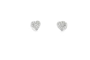 White Gold Heart-Shaped CZ Stud Earrings