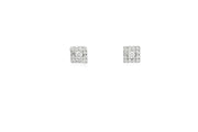 White Gold Stud Earrings with Square Cut CZ