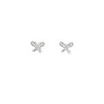 Load image into Gallery viewer, White Gold Stud Earrings with Round Brilliant Cut CZ