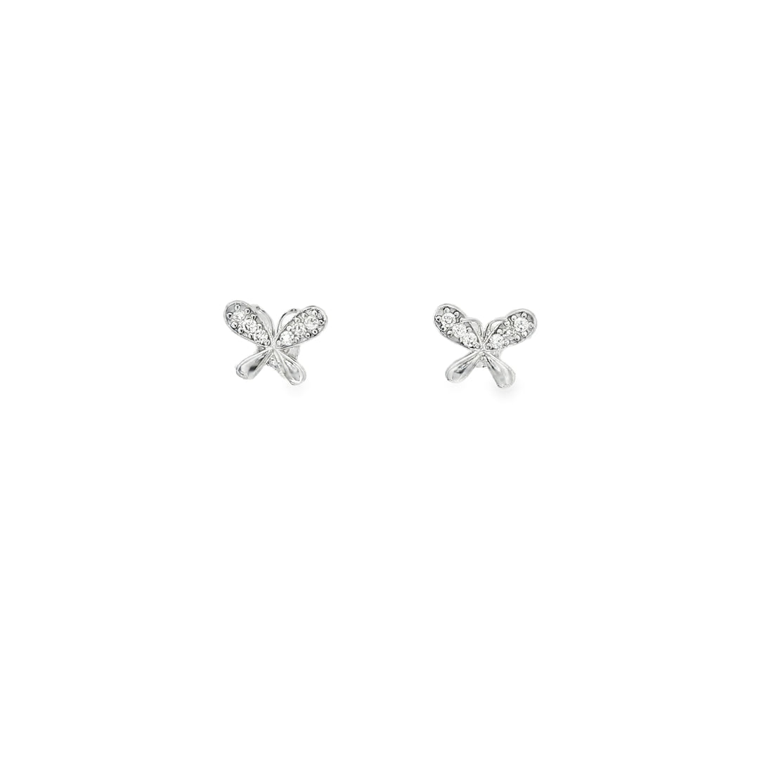 White Gold Stud Earrings with Round Brilliant Cut CZ
