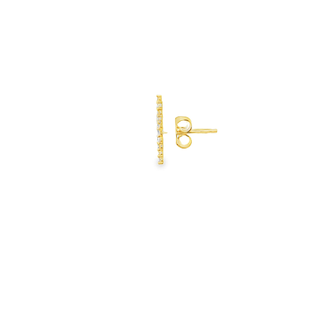 Gold Stud Earrings with Round Brilliant Cut CZ