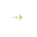 Load image into Gallery viewer, Floral Gold Stud Earrings with Round Emeralds