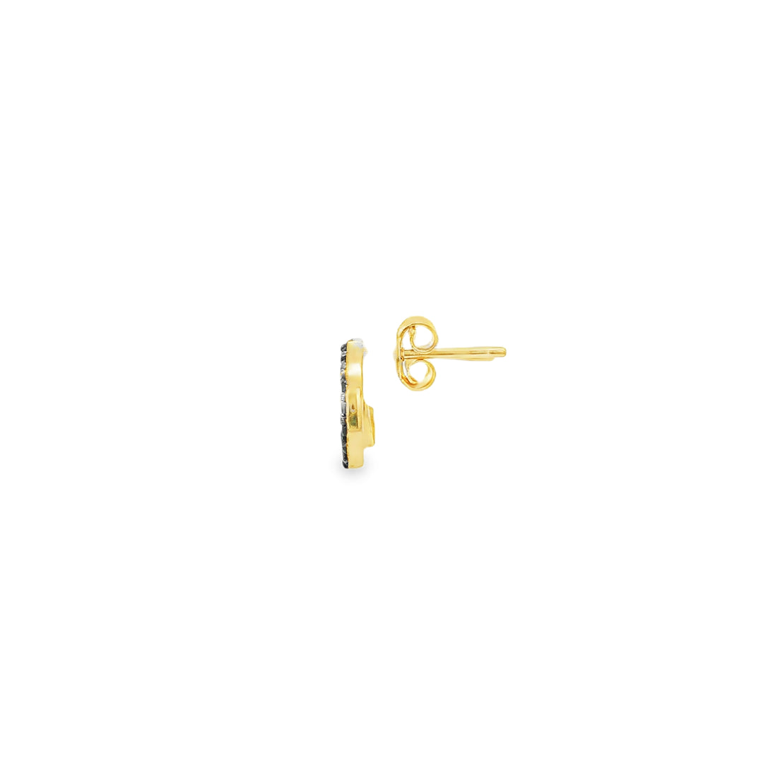 Gold Stud Earrings with Circle of Fancy Black Diamonds