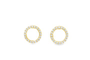 Brilliant Round Cut Diamond Yellow Gold Stud Earrings