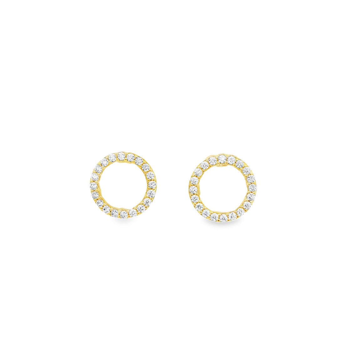 Brilliant Round Cut Diamond Yellow Gold Stud Earrings