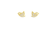 Yellow Gold Stud Earrings with Round Brilliant Cut CZ