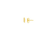 Yellow Gold Stud Earrings with Round Brilliant Cut CZ