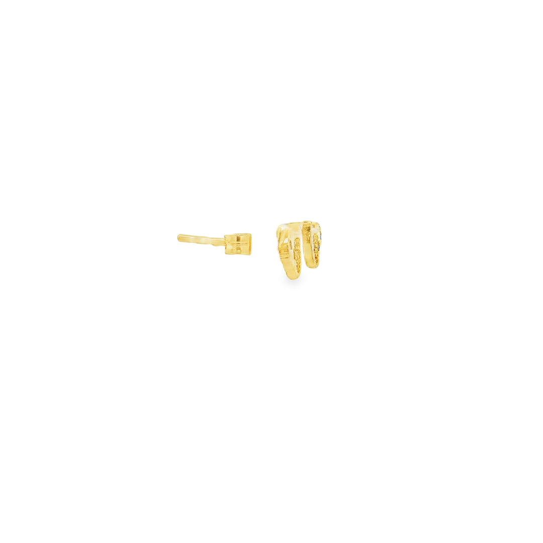 Yellow Gold Stud Earrings with Round Brilliant CZ