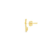 14ct Gold Cross Stud Earrings with Round Brilliant Cut CZ